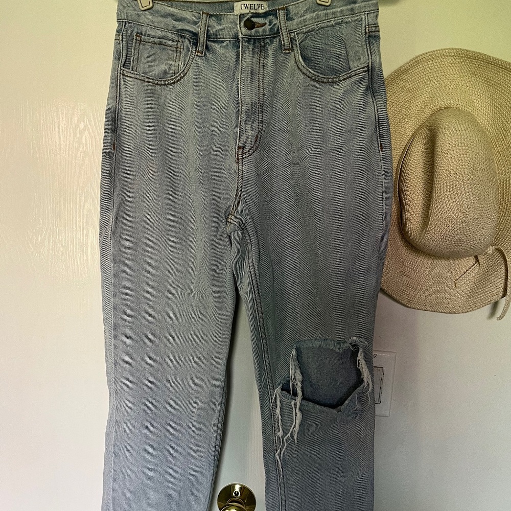 Twelve By On Twelfth Light Blue Distressed Jeans